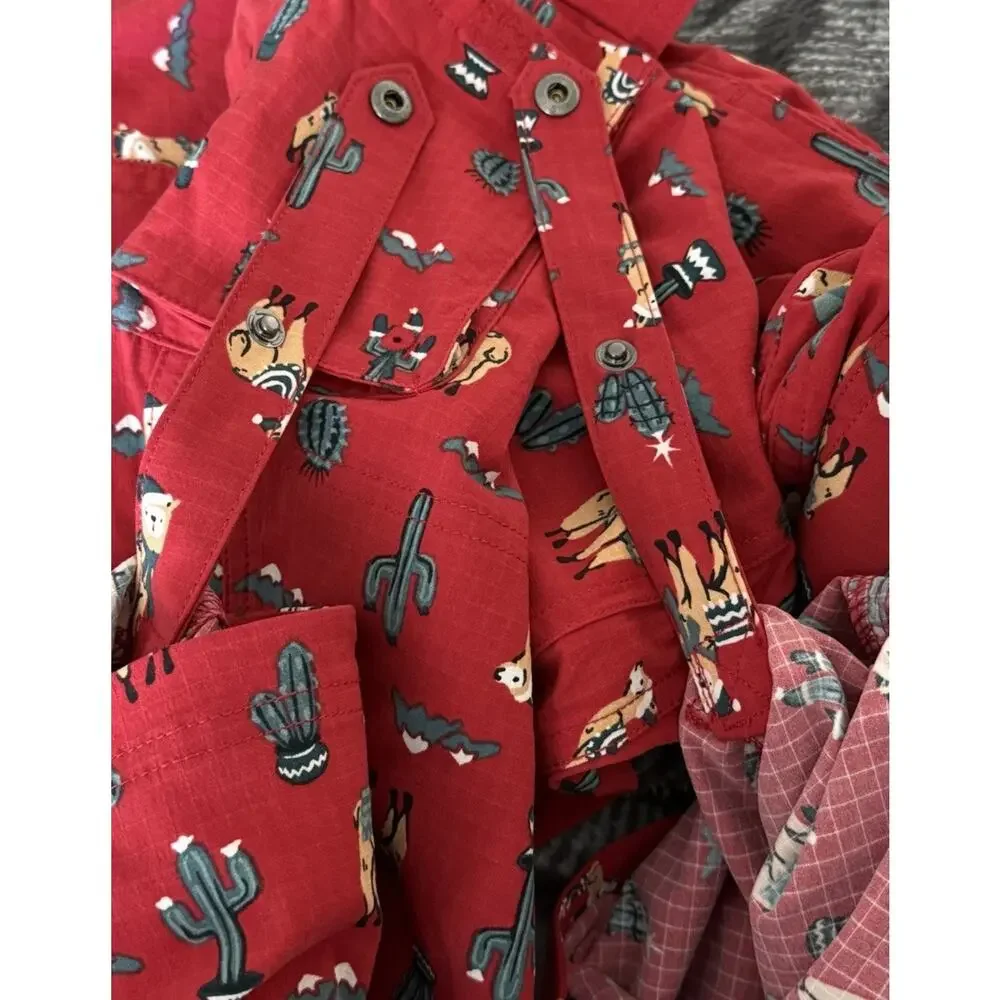Duluth Trading Co Red Llama Cactus Heirloom Gardening Bib Overalls Small 29 - Picture 11 of 15